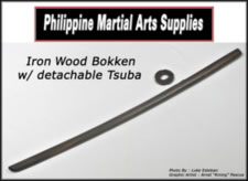 Iron Wood Bokken w/detachable Tsuba
